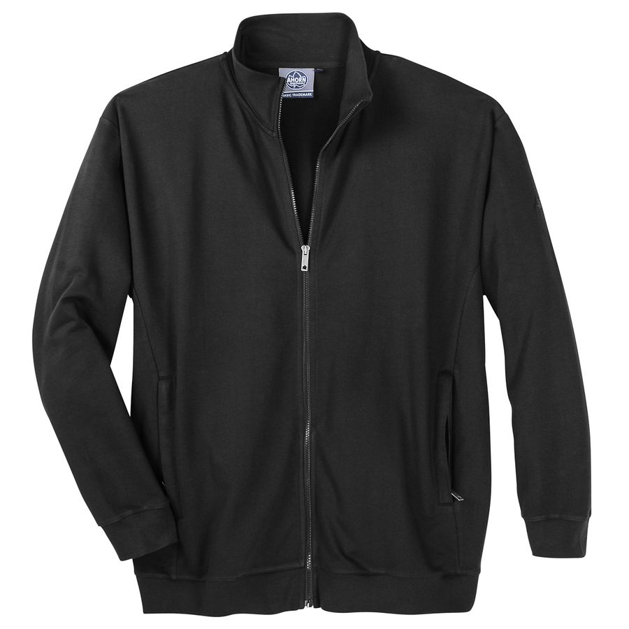 Übergröße Stehkragen Sweatjacke schwarz Ahorn