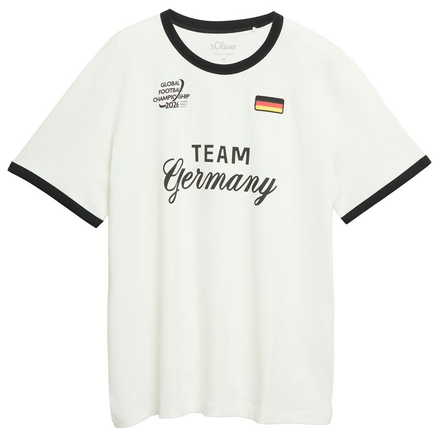 s.Oliver Übergrößen Fan-T-Shirt offwhite Frontprint