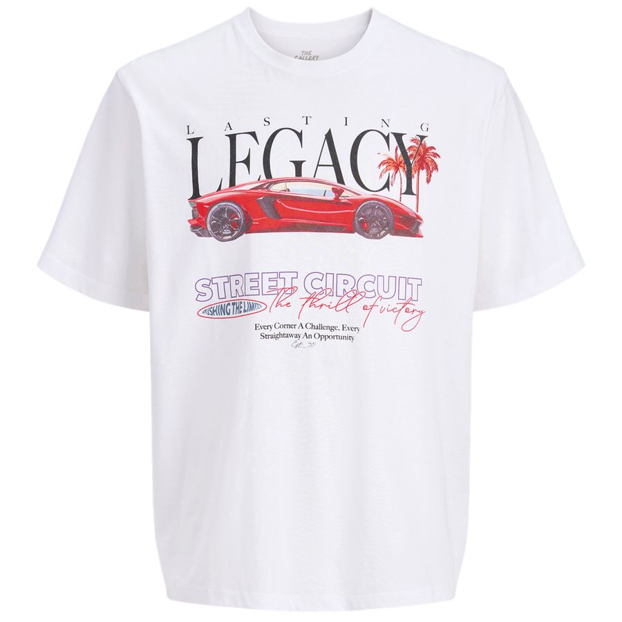 Jack&Jones Übergröße T-Shirt Autoprint JORPHOTO weiß