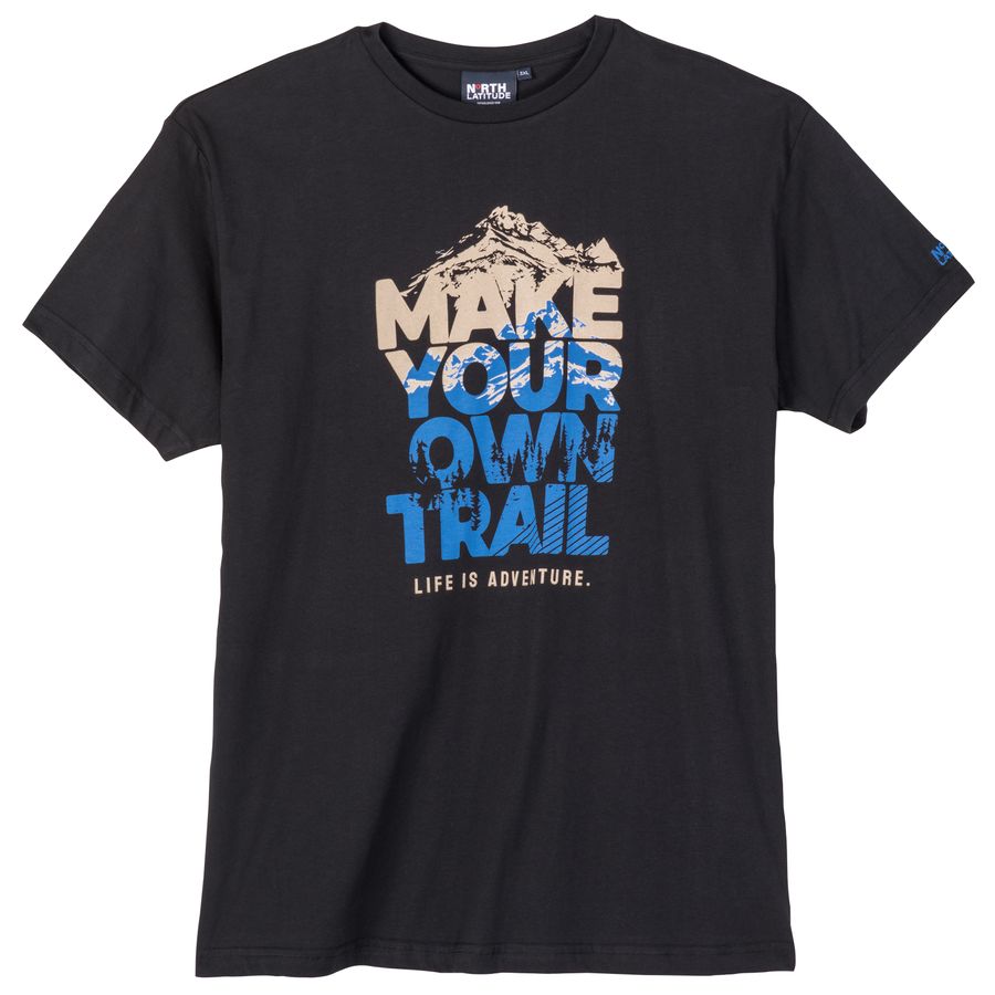 North Latitude Übergrößen T-Shirt Frontprint schwarz