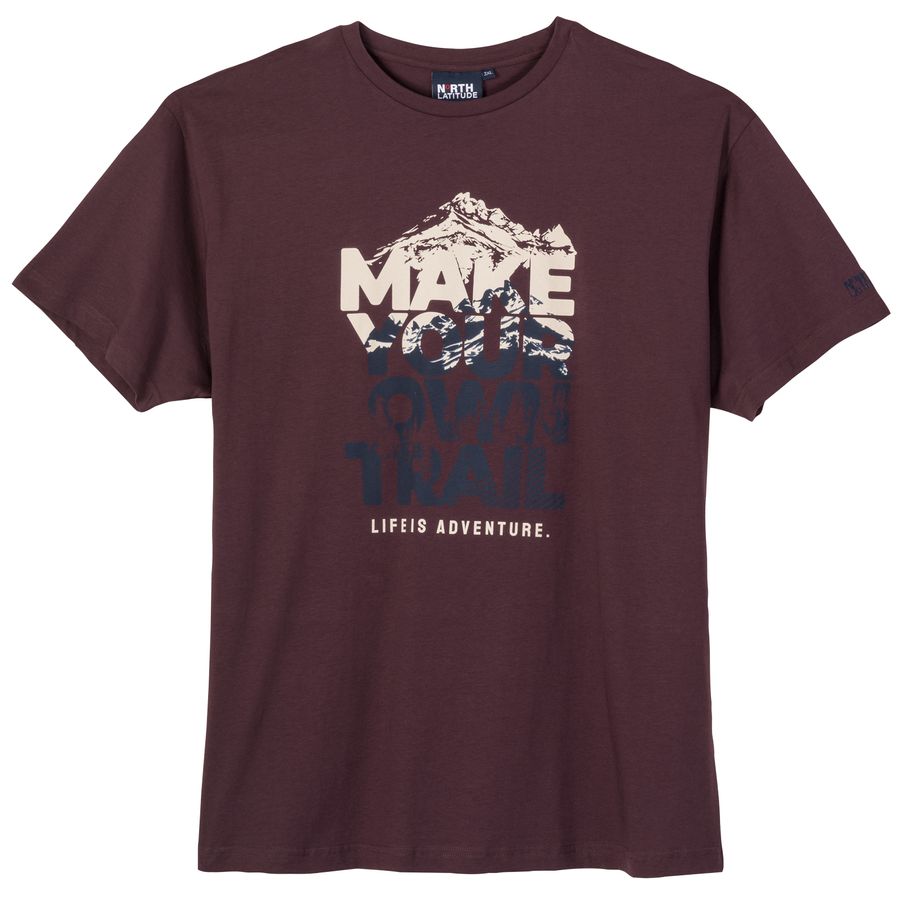 North Latitude Übergrößen T-Shirt Frontprint aubergine