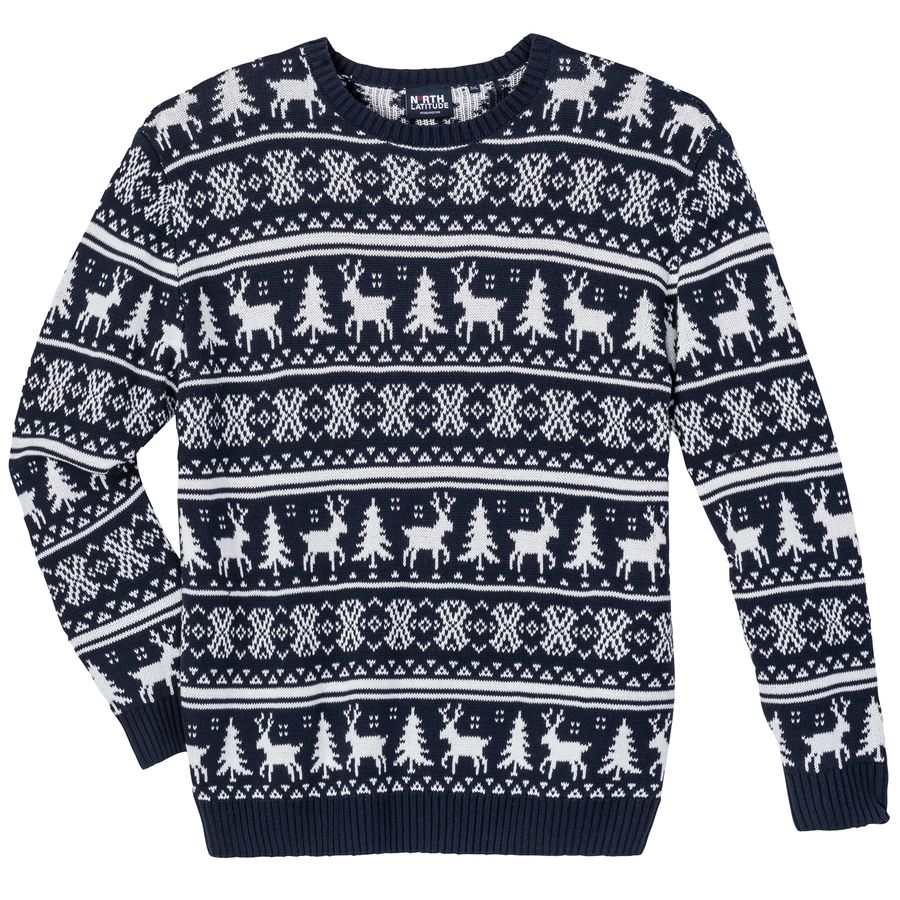 North Latitude XXL Strick-Pullover navy-weiß Muster