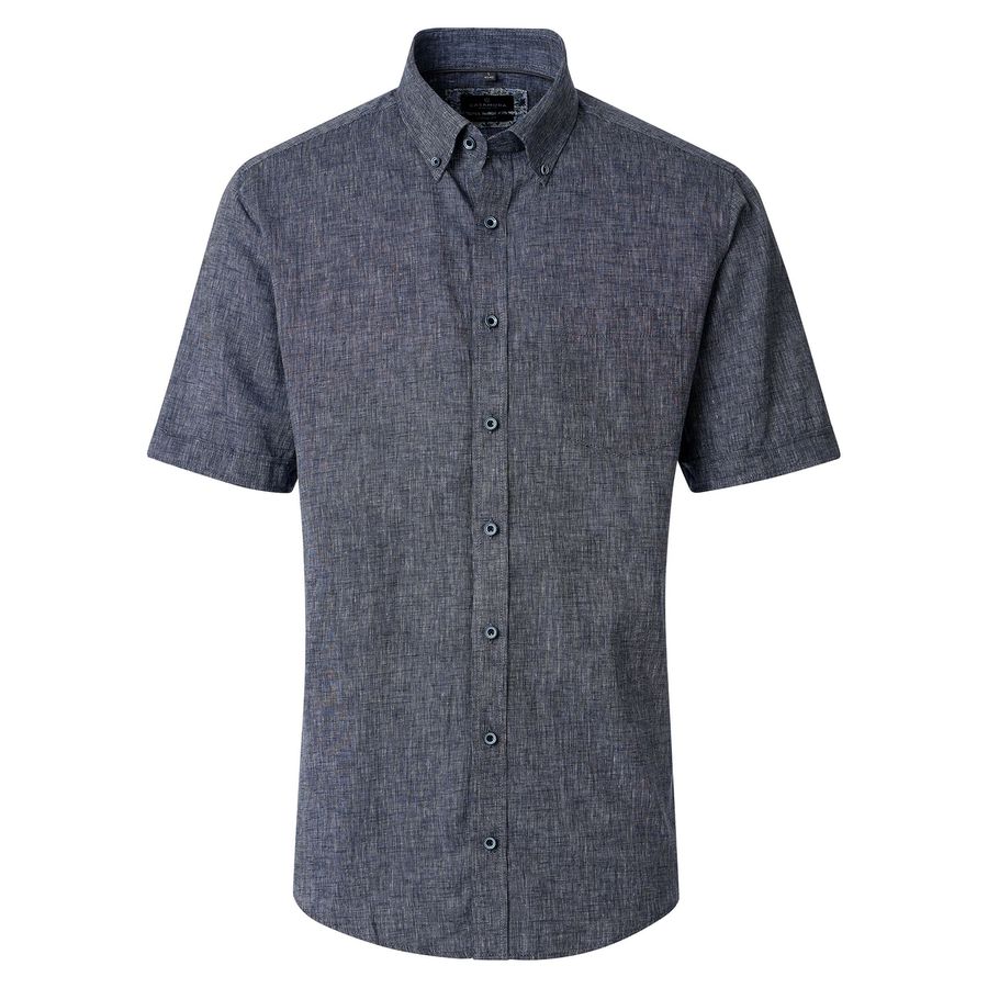 CasaModa XXL Leinen-Kurzarmhemd navy melange