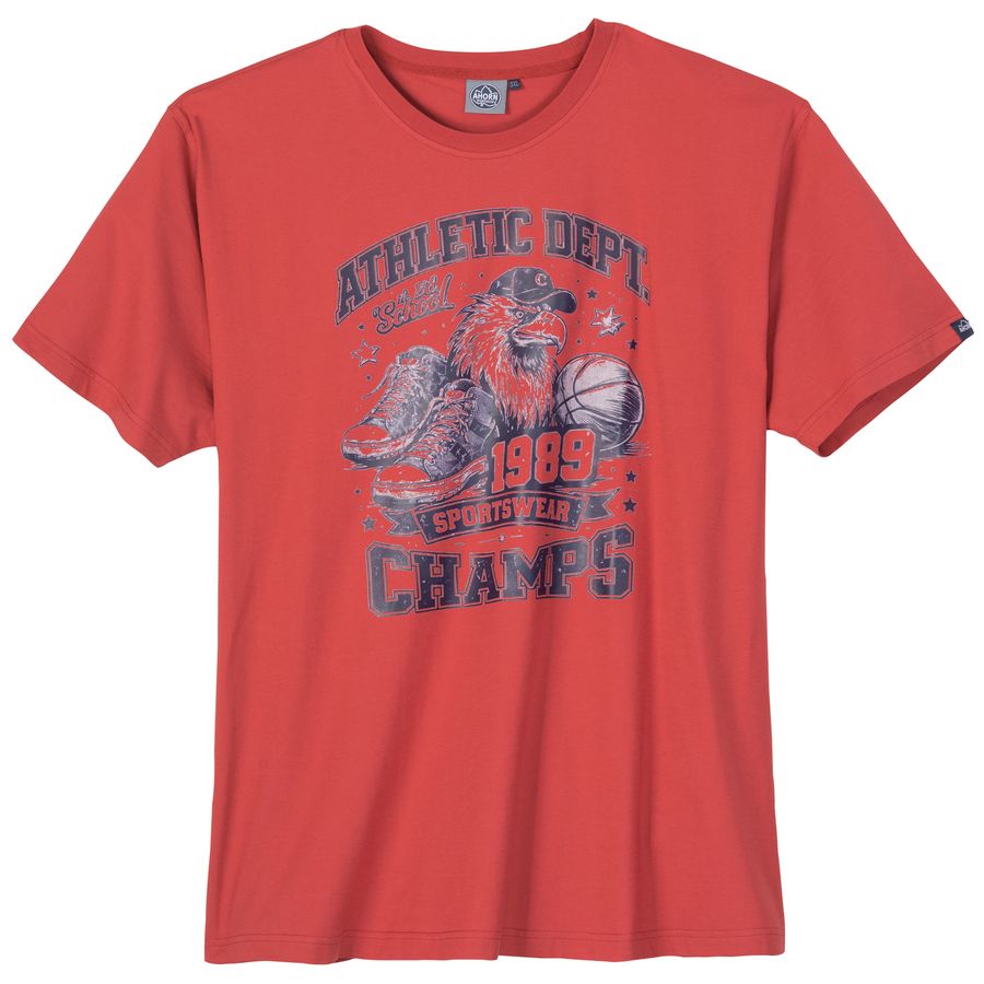 Ahorn Sportswear Übergrößen T-Shirt Vintageprint rot