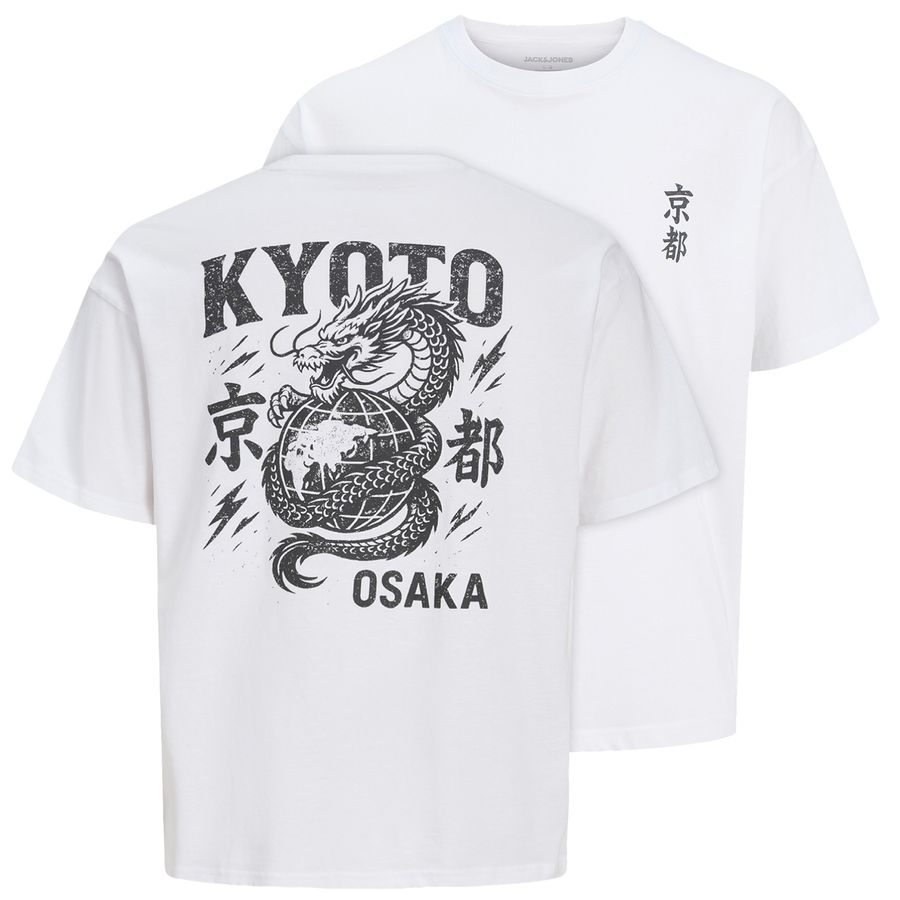 Jack&Jones T-Shirt Übergröße weiß JJBOYE Rückenprint