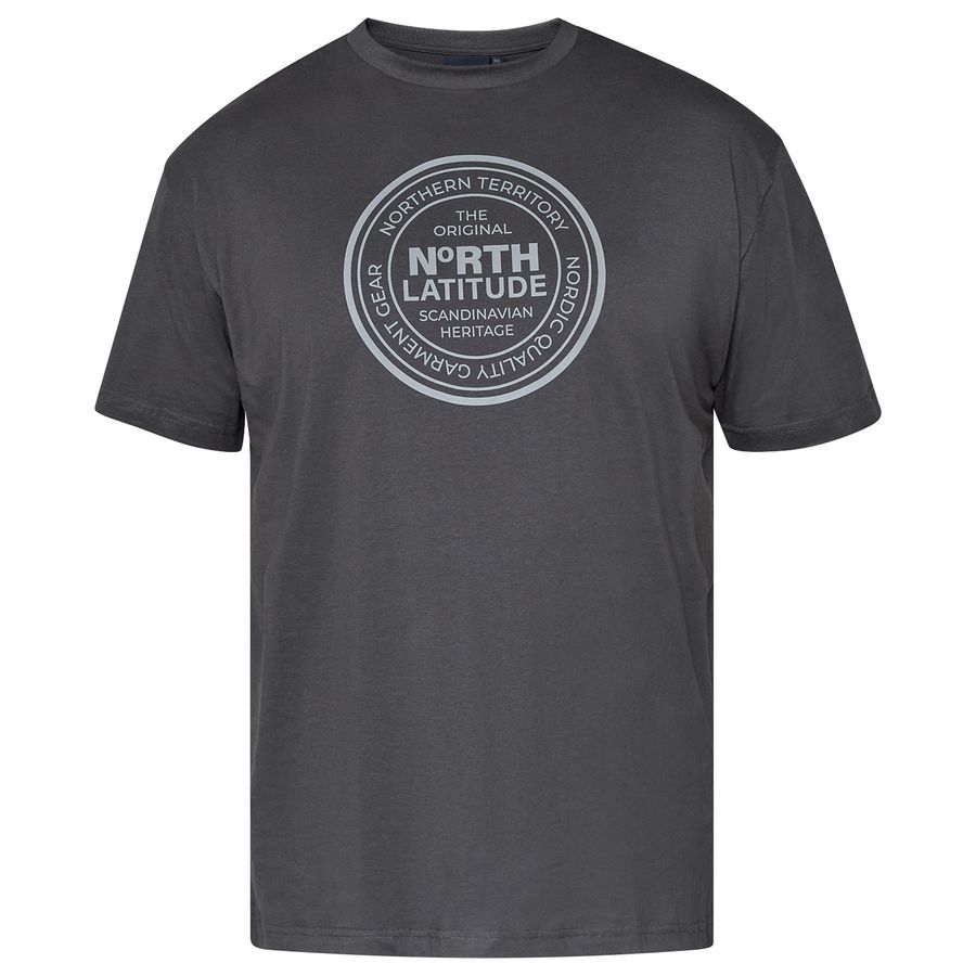 North Latitude Übergrößen T-Shirt dunkelgrau Print