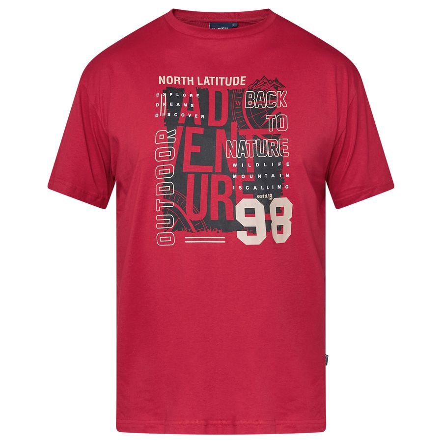 North Latitude Übergrößen T-Shirt weinrot Frontprint