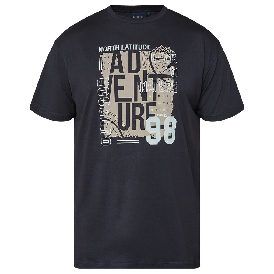North Latitude Übergrößen Frontprint T-Shirt schwarz