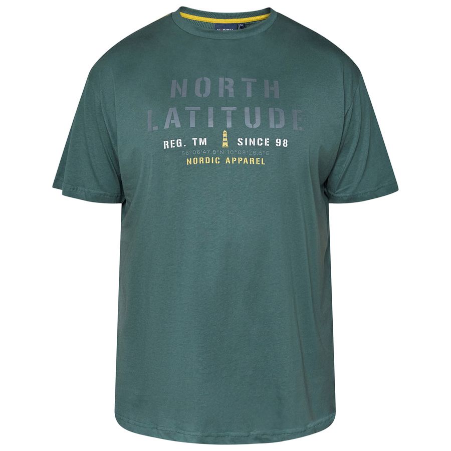 North Latitude Übergrößen Print T-Shirt dunkelgrün