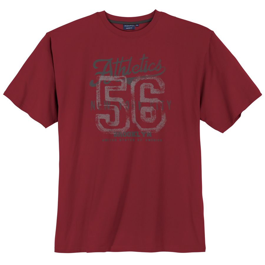Adamo Übergrößen T-Shirt weinrot Athletics Frontprint