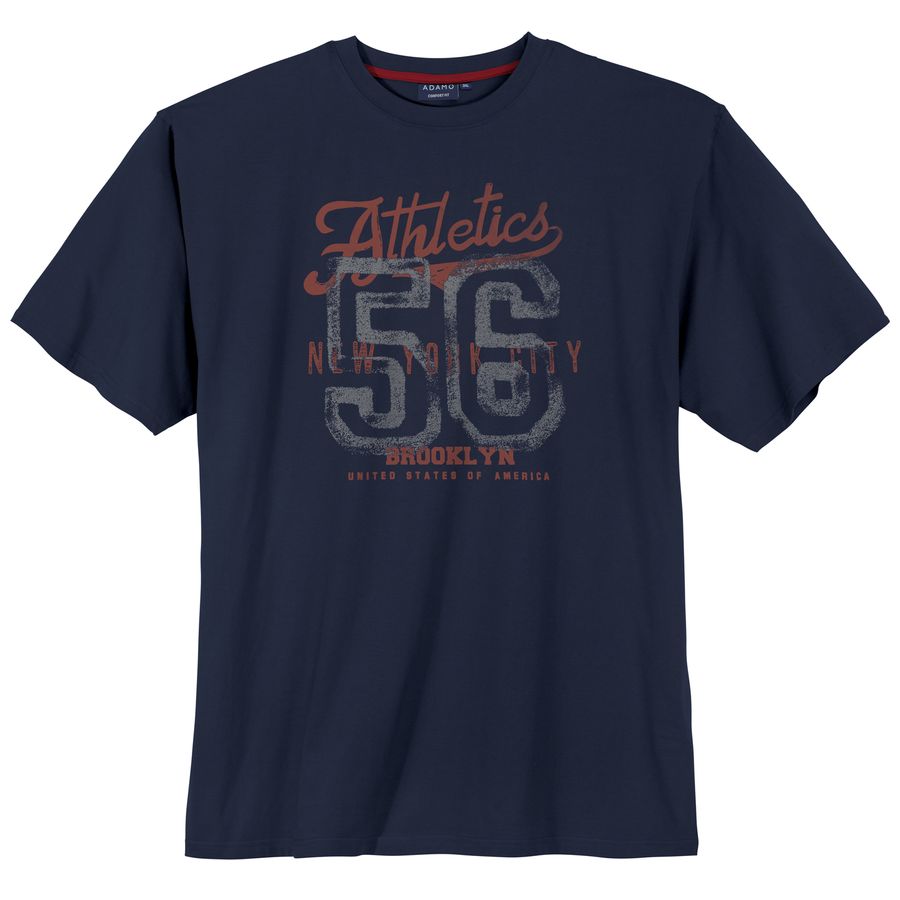 Adamo Übergrößen T-Shirt navy Athletics Frontprint