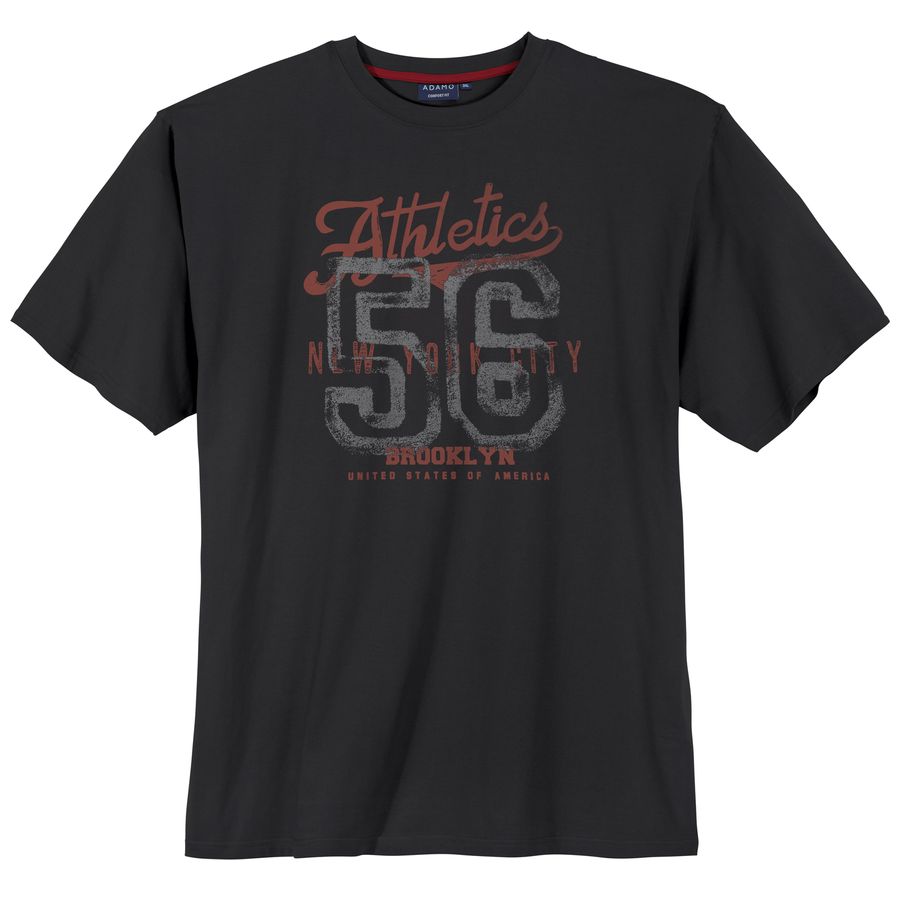 Adamo Übergröße T-Shirt schwarz Athletics Frontprint