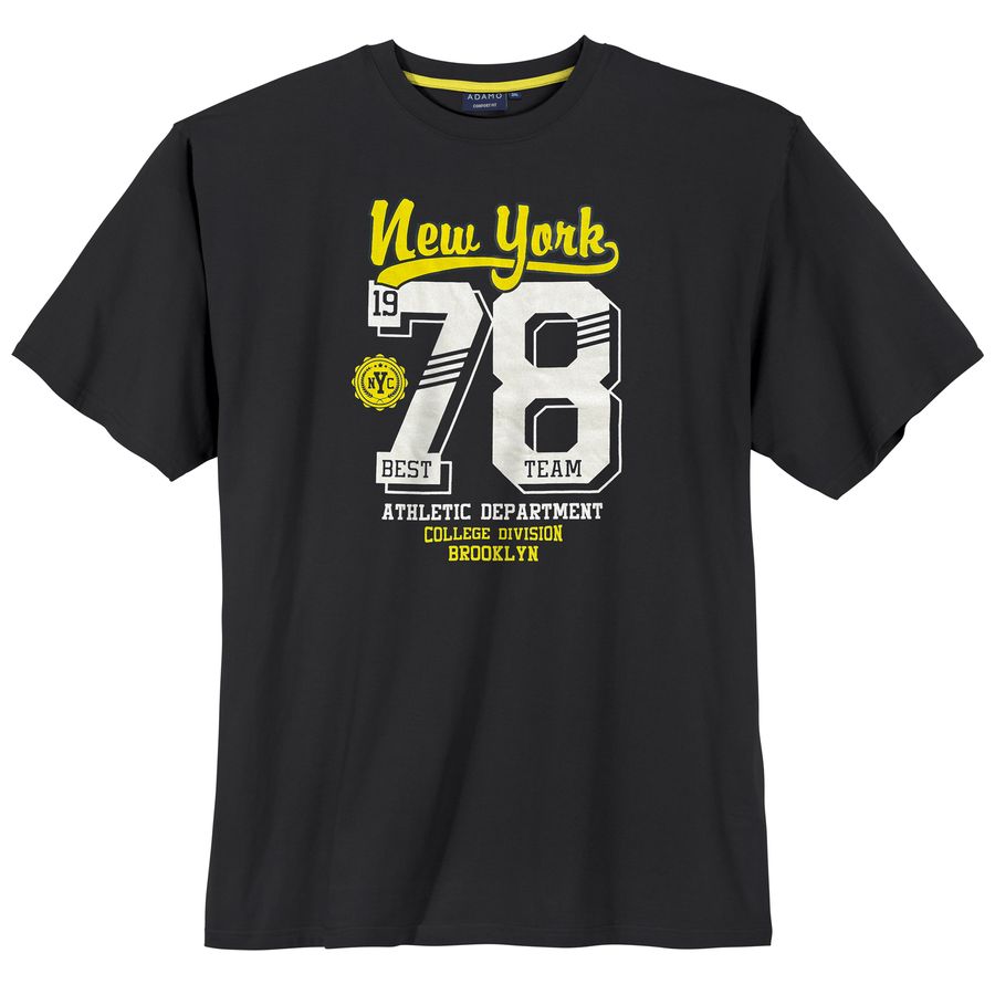 Adamo Übergröße T-Shirt schwarz Frontprint New York