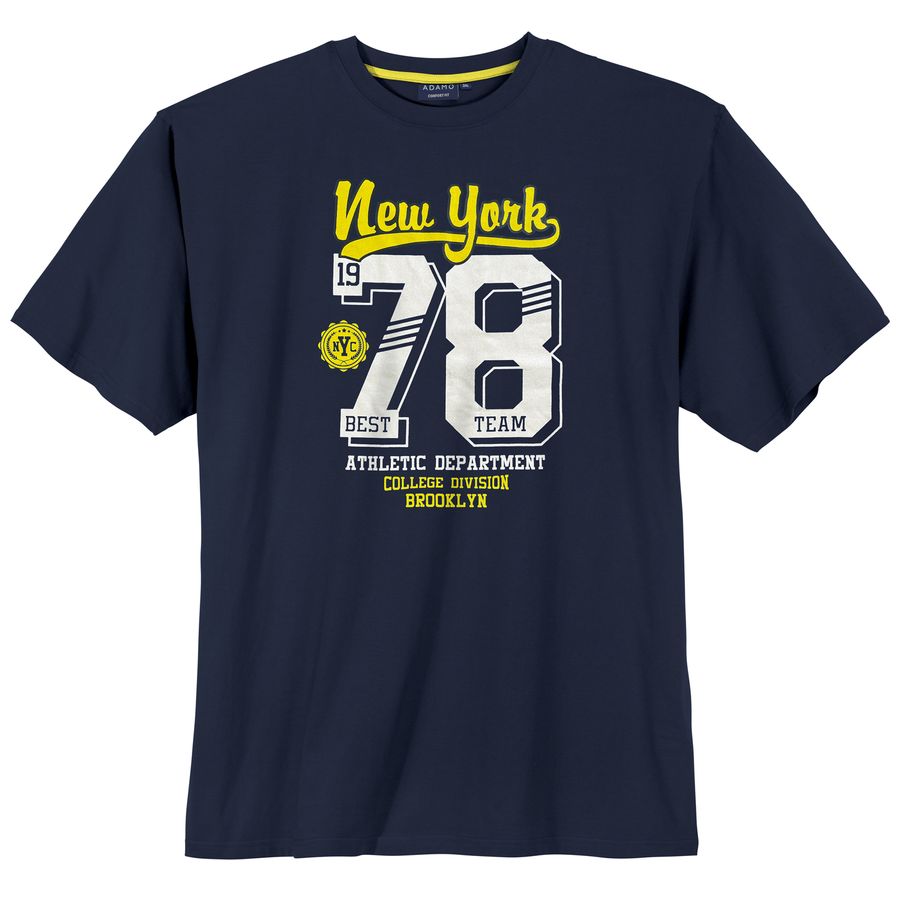 Adamo Übergröße T-Shirt navy Frontprint New York