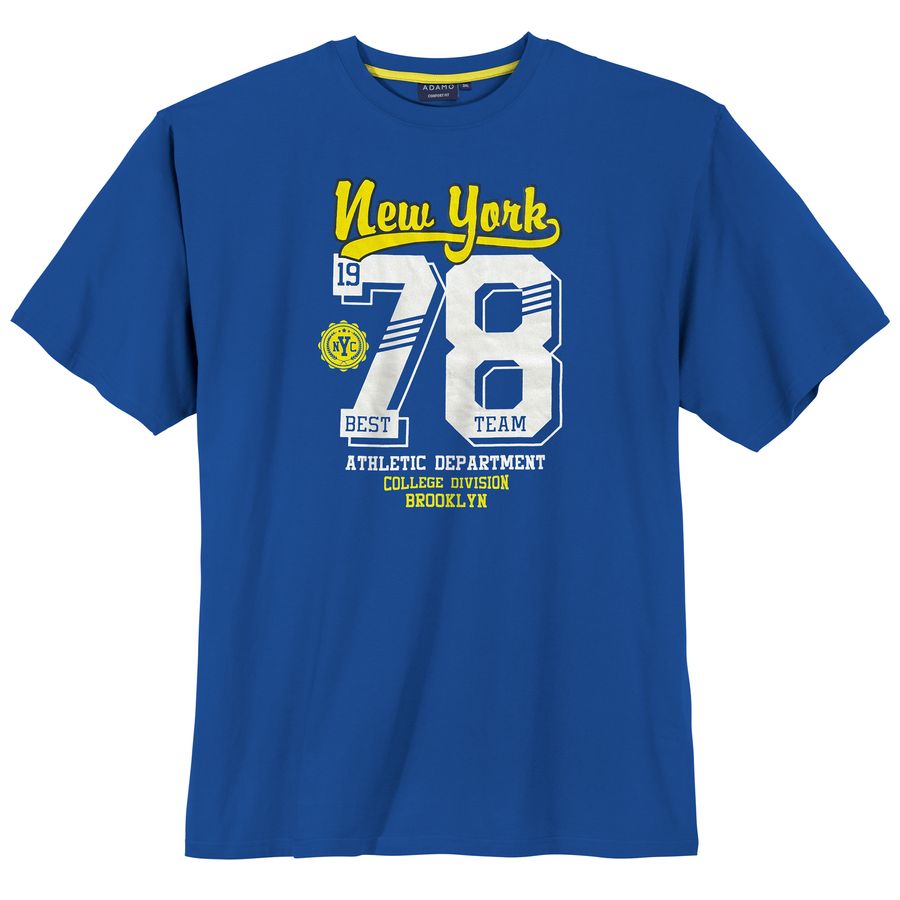 Adamo Übergrößen T-Shirt royalblau Print New York
