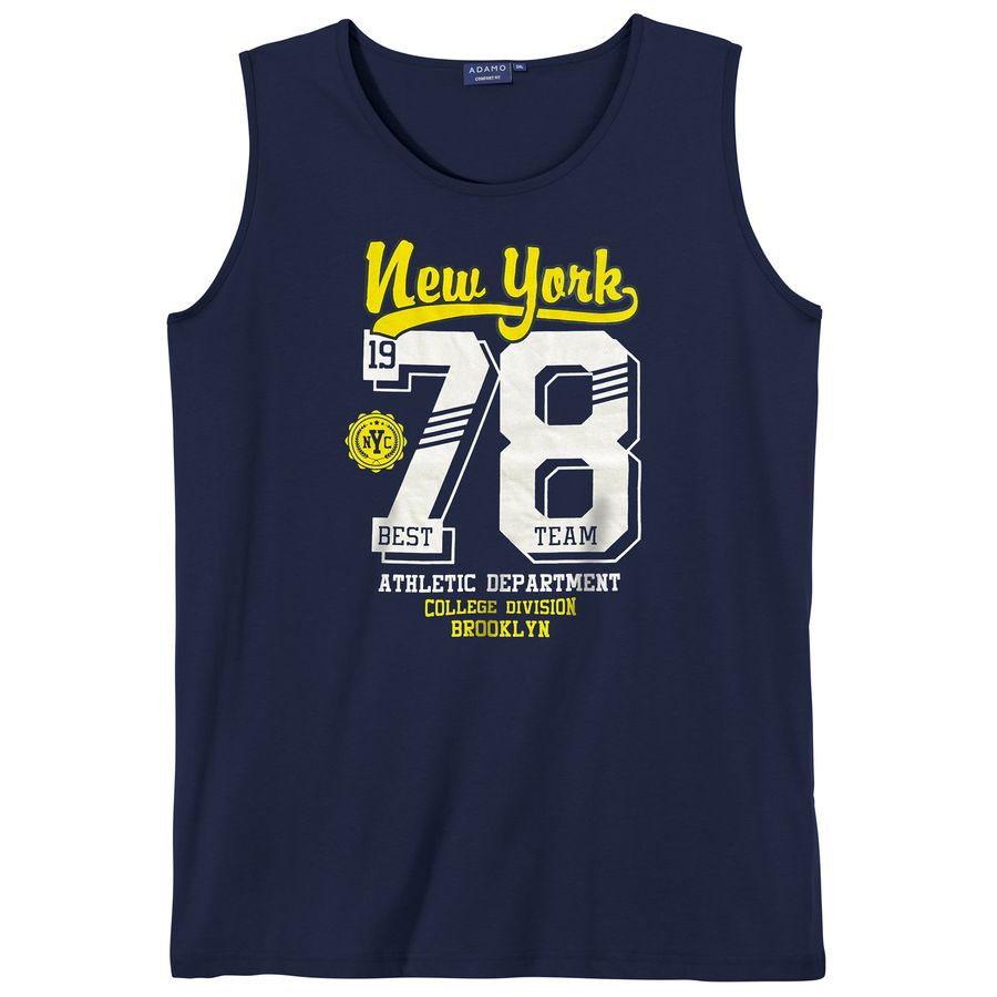 Adamo Tanktop Übergröße navy Frontprint New York