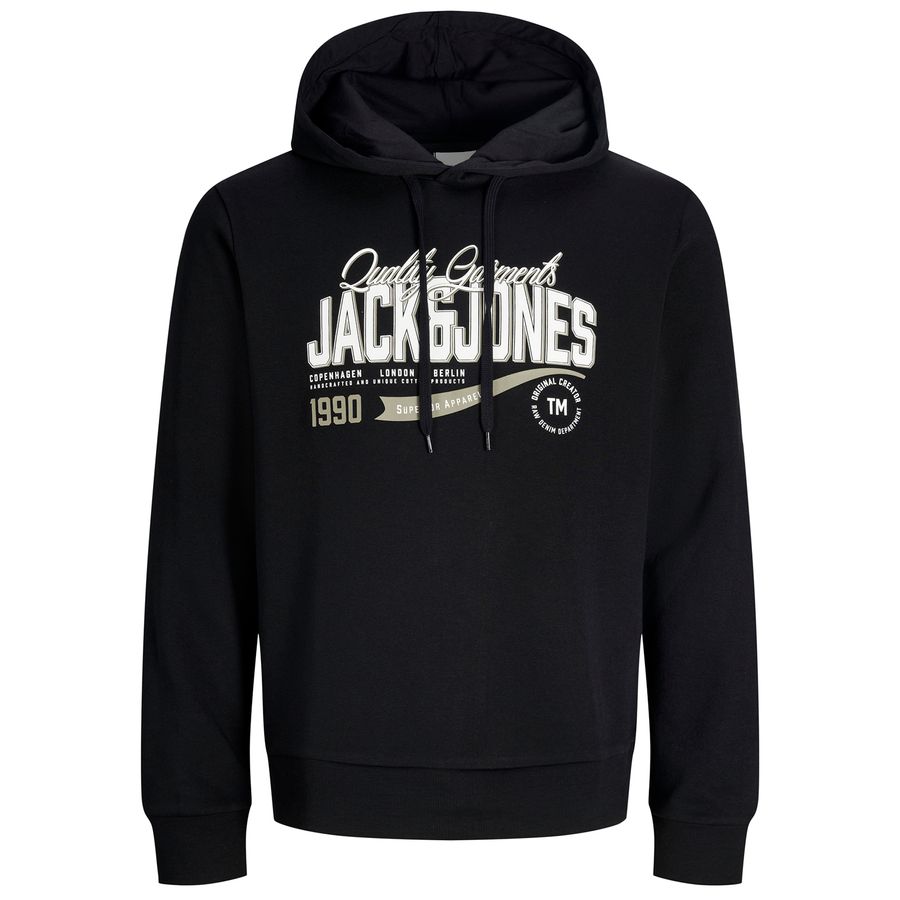 Jack&Jones Übergrößen Hoodie JJELOGO Print schwarz