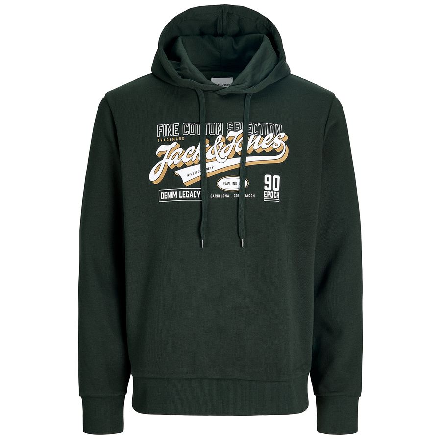 Jack&Jones Übergröße Hoodie JJELOGO Print dunkelgrün
