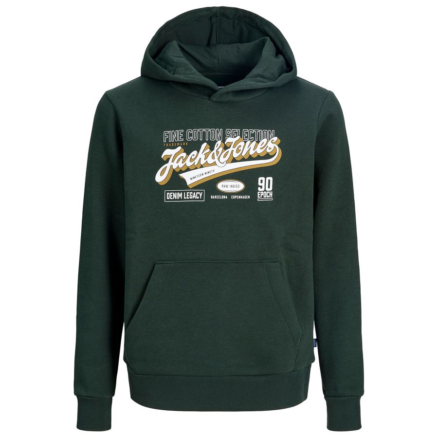 Jack&Jones Übergröße Hoodie JJELOGO Print dunkelgrün