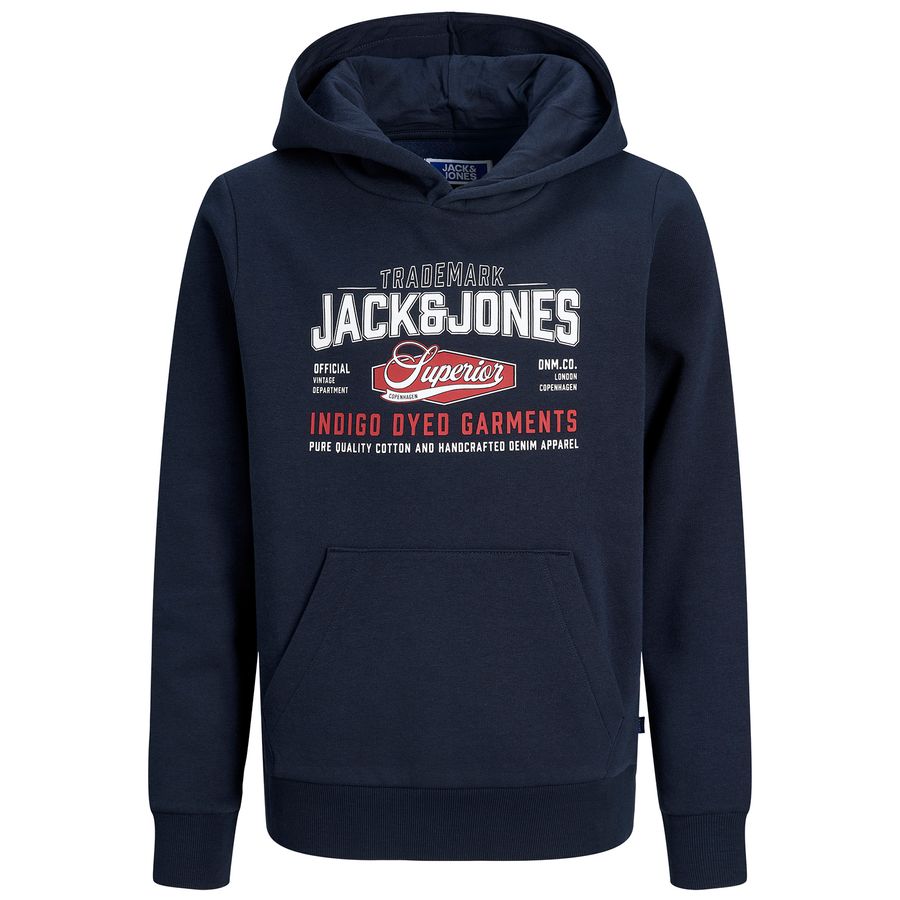 Jack&Jones Übergröße Hoodie JJELOGO Print dunkelblau
