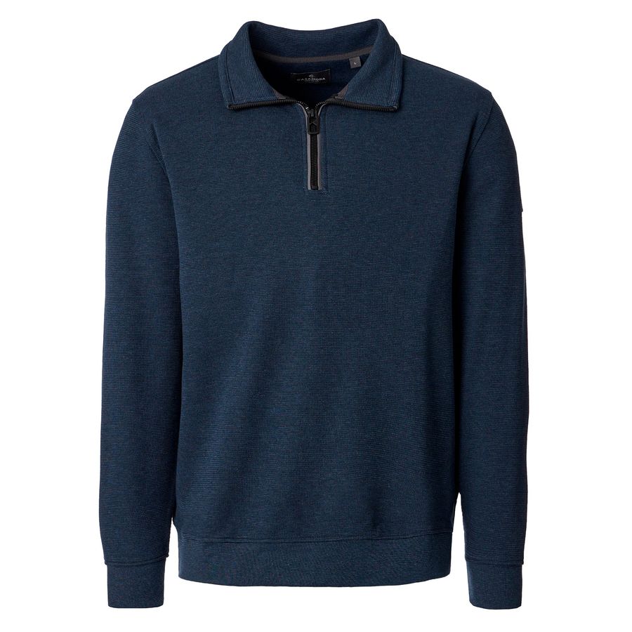 CasaModa Sweat-Troyer XXL Struktur navy melange
