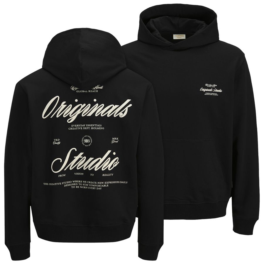 Jack&Jones XXL Hoodie schwarz Rückenlogo JORNORREBRO