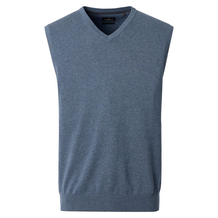 CasaModa XXL Pullunder rauchblau melange V-Neck