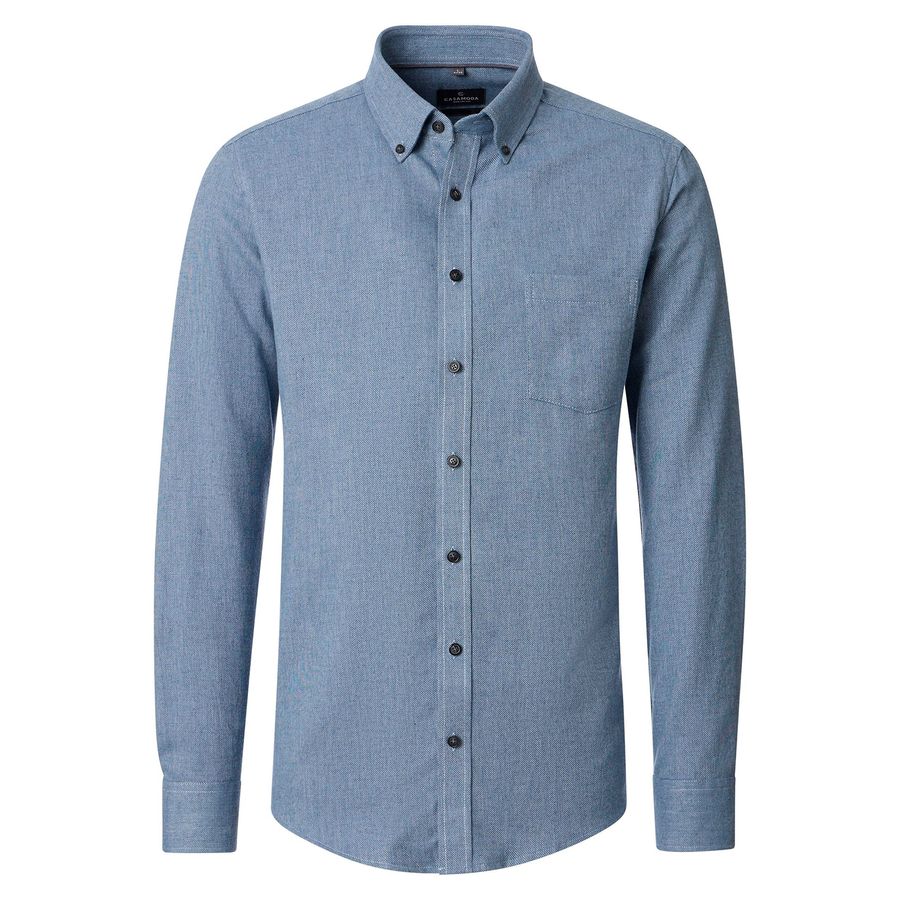CasaModa Übergrößen Langarmhemd blau melange