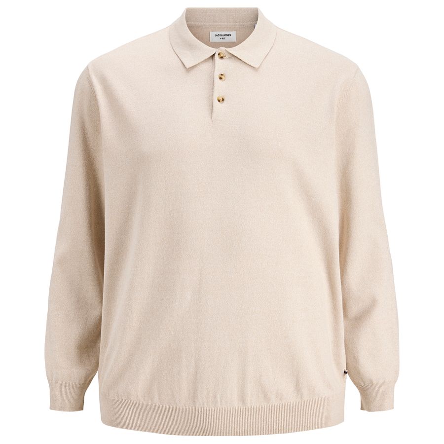 Jack&Jones Übergrößen Langarm-Polo beige melange