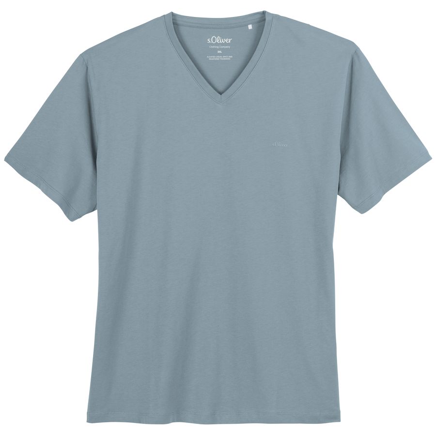 s.Oliver Übergrößen Basic-T-Shirt rauchblau V-Neck