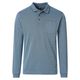 Redmond Langarm-Poloshirt Übergröße rauchblau melange