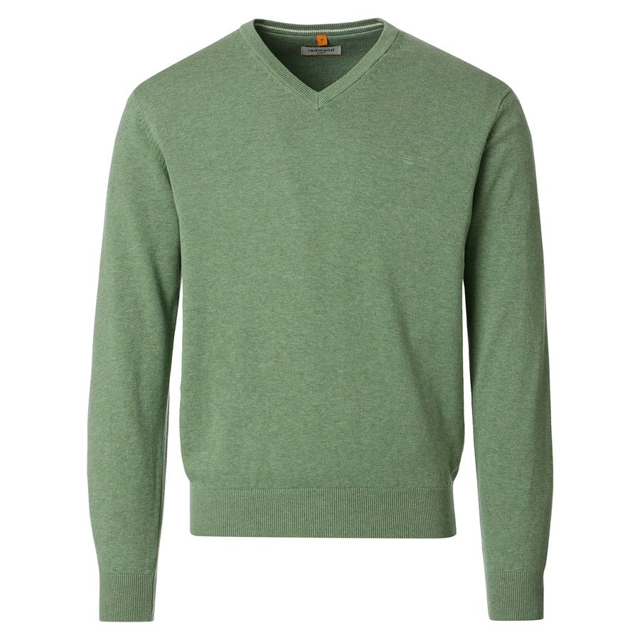 Redmond V-Neck Pullover Übergröße salbeigrün melange