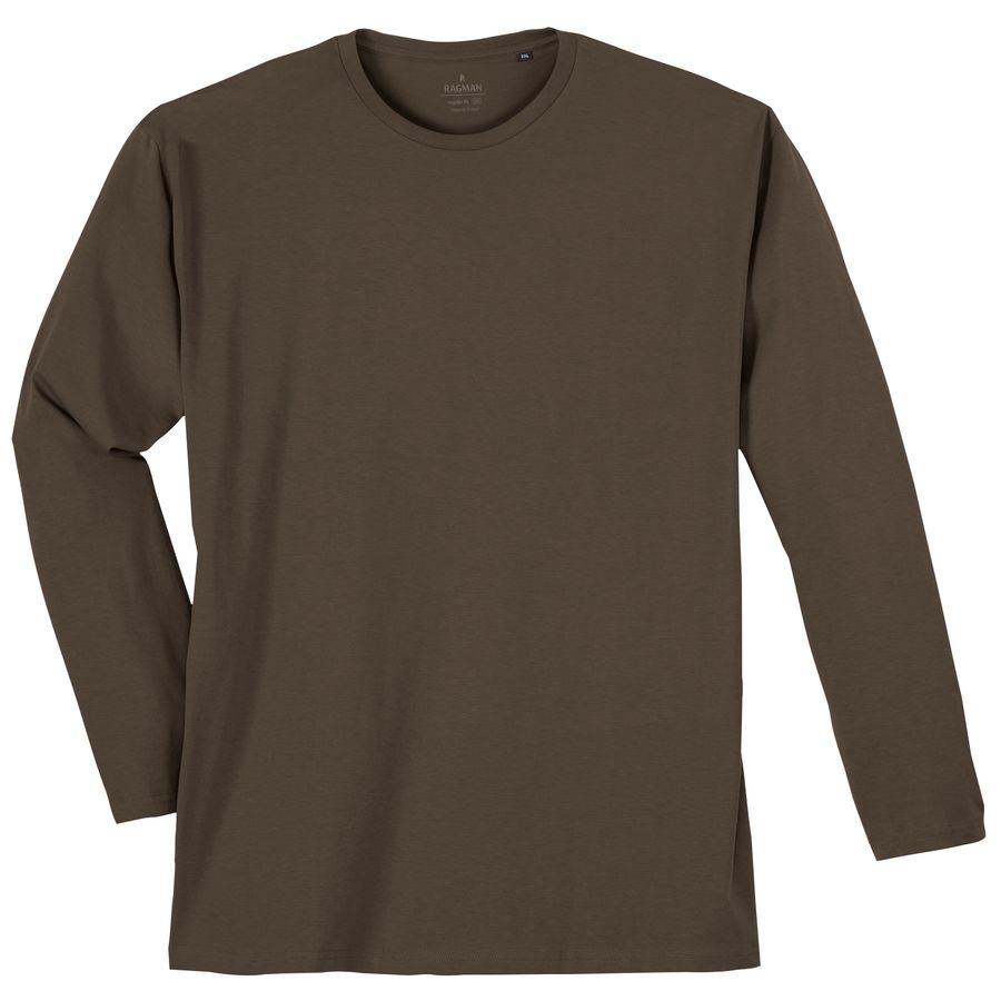Ragman Übergrößen Basic-Langarmshirt dunkelbraun