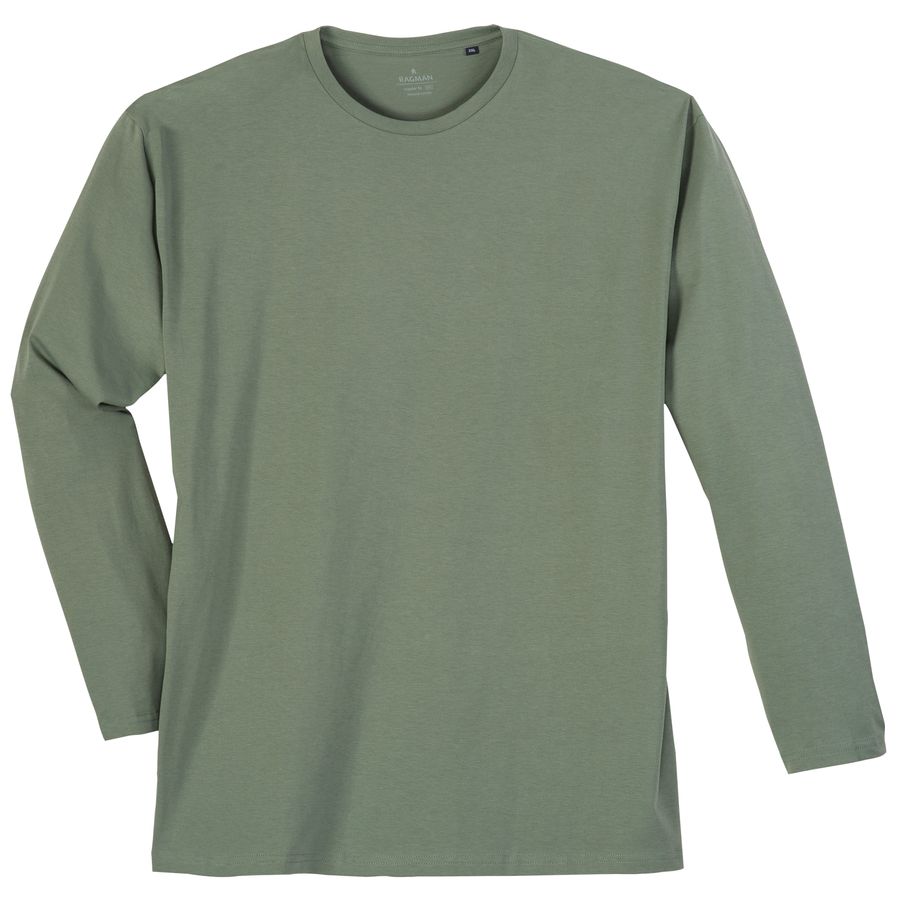 Ragman Übergrößen Basic-Langarmshirt agavengrün