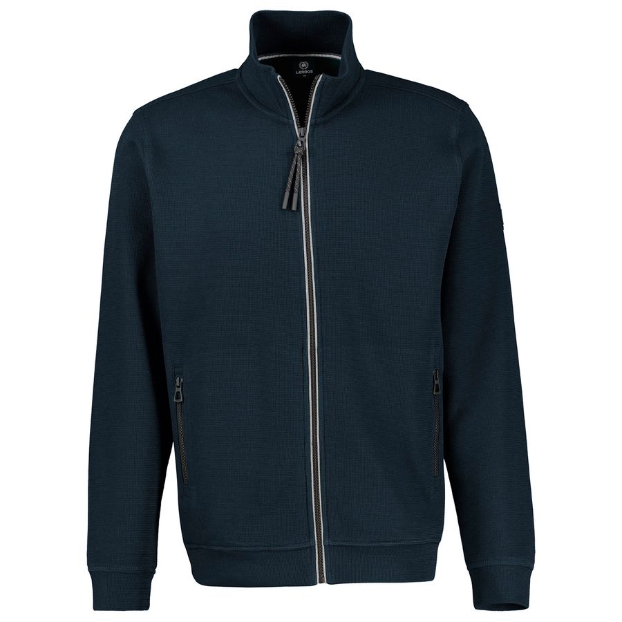 Lerros Übergrößen Sweatjacke Stehkragen navy Struktur
