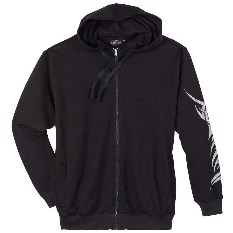 Iron Stitch Übergröße Sweatjacke schwarz Rückenprint