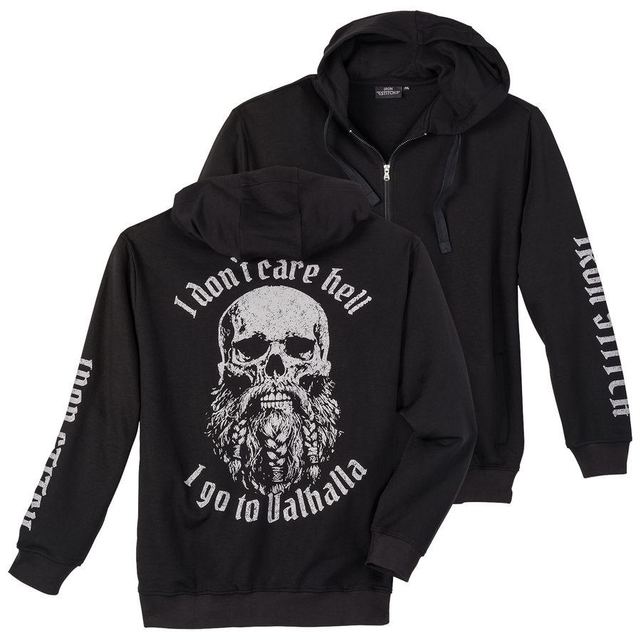 Iron Stitch XXL Sweatjacke schwarz Skull-Rückenprint