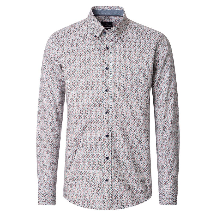 CasaModa Übergröße Langarmhemd navy-weinrot-beige