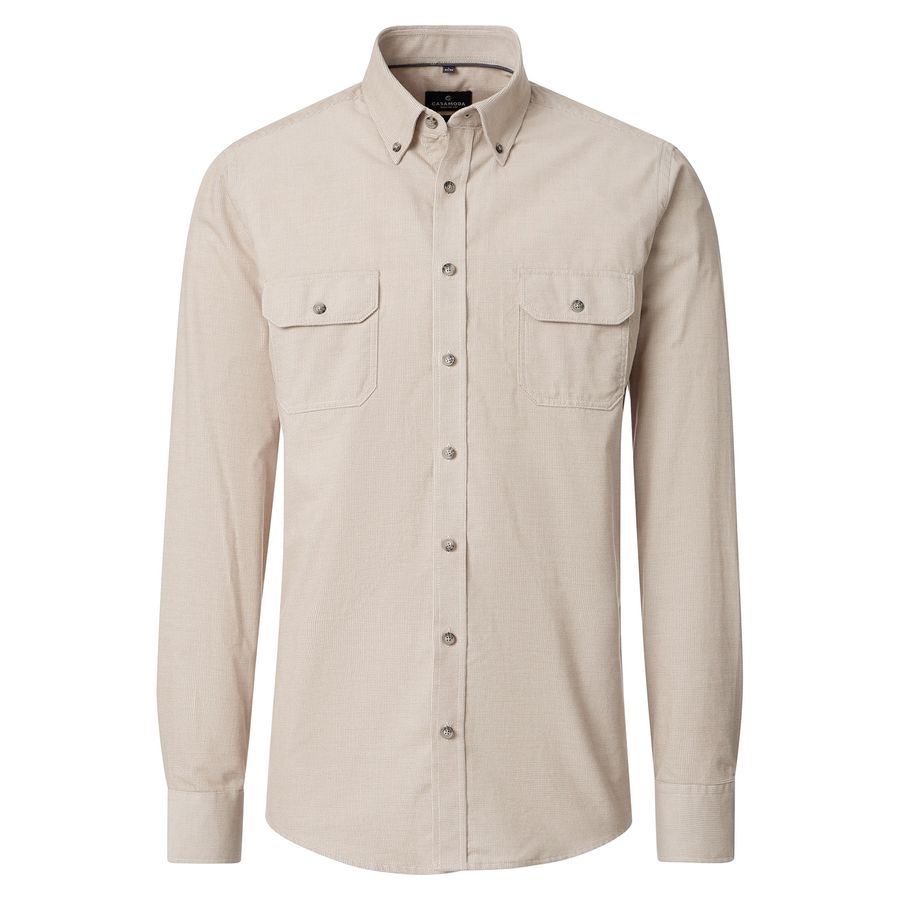 CasaModa Übergrößen Cord-Langarmhemd beige Struktur