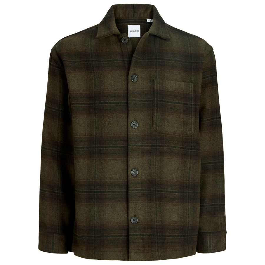 Jack&Jones XXL Hemdjacke braun-oliv-schwarz JJESOHO 