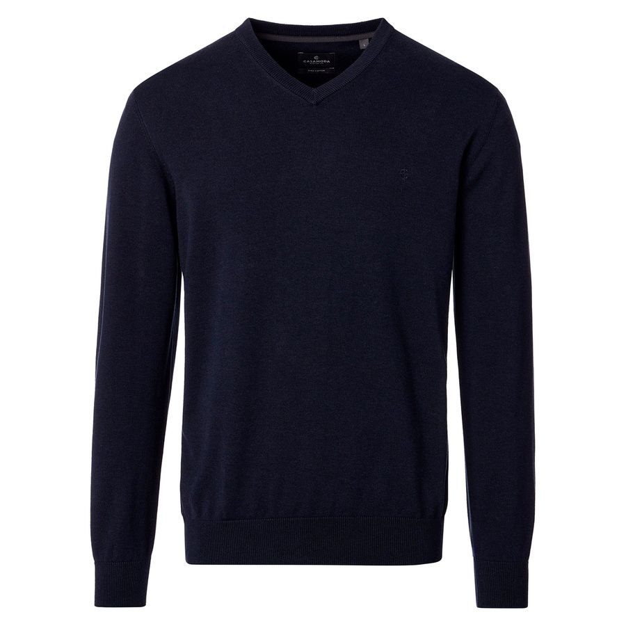 CasaModa Übergrößen Pullover dunkelblau melange