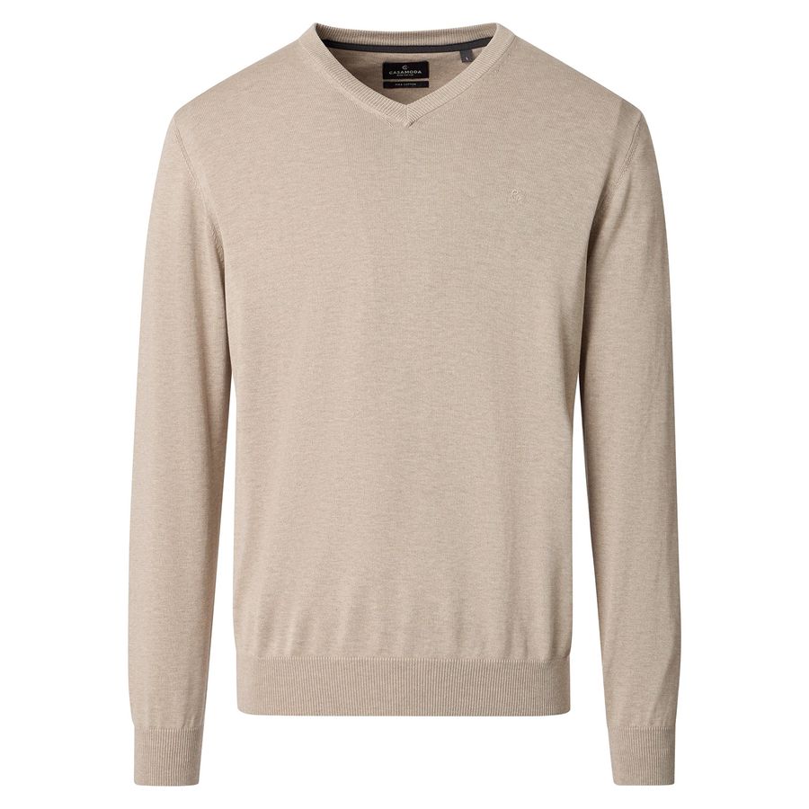 CasaModa Übergrößen Pullover beige melange V-Neck