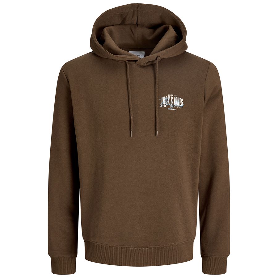 Jack&Jones Übergrößen Hoodie braun JJAERO Brustprint