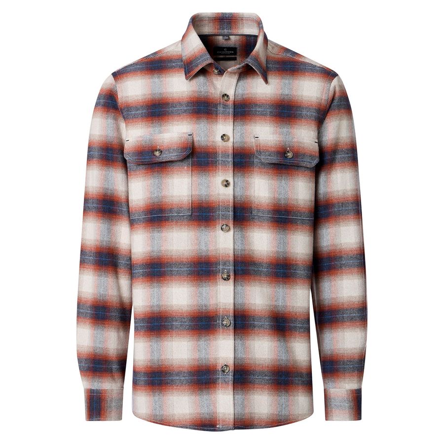 CasaModa Übergröße Hemdjacke Flanell navy-rost-beige