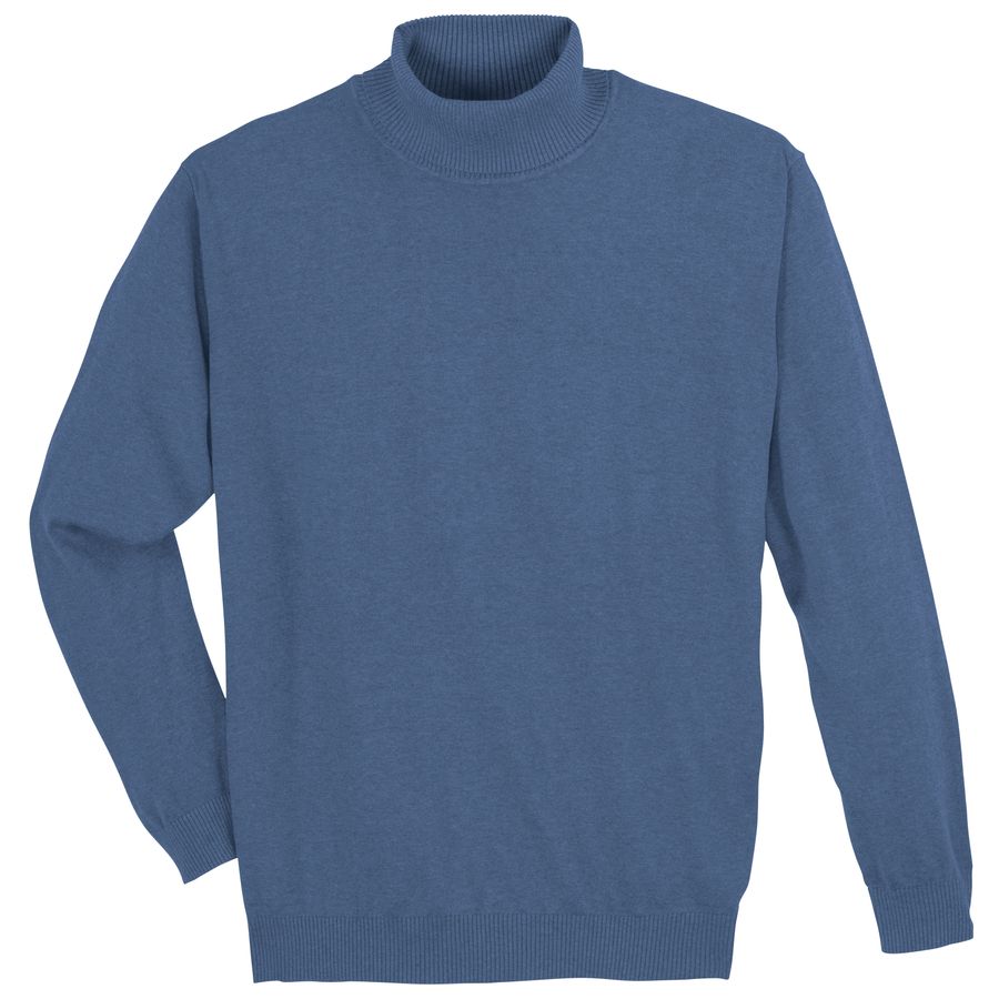 Redmond Rollkragen-Pullover Übergröße blau melange
