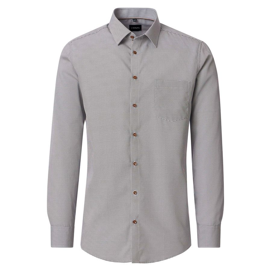 Venti Übergrößen Langarmhemd Print schwarz-beige-weiß