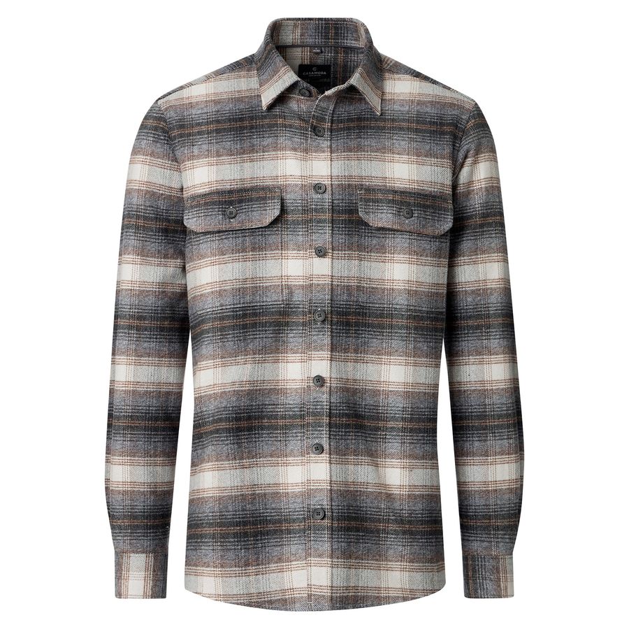CasaModa Übergröße Hemdjacke Flanell grau-braun-beige
