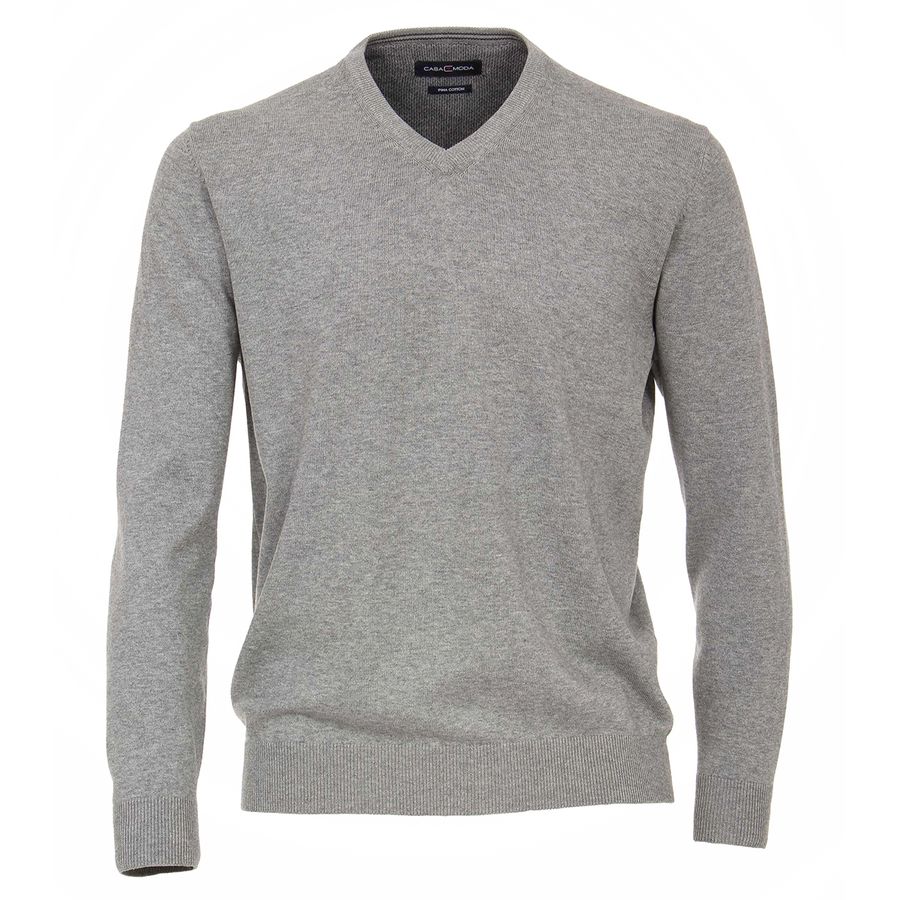 XXL CasaModa Strickpullover hellgrau melange V-Neck