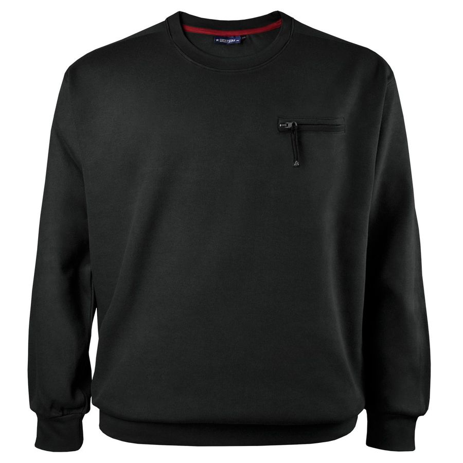 Lucky Star Rib-Sweatshirt schwarz mit Tasche XXL