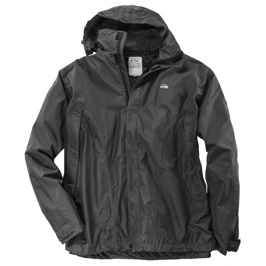 XXL Funktions-Regenjacke verstaubar anthrazit Brigg